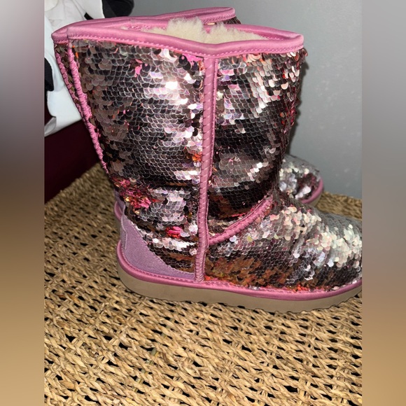 Pink sequin UGG boots. - Picture 3 of 5